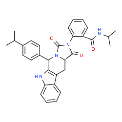 ChemSpider 2D Image | N-Isopropyl-2-[(11aS)-5-(4-isopropylphenyl)-1,3-dioxo-5,6,11,11a-tetrahydro-1H-imidazo[1',5':1,6]pyrido[3,4-b]indol-2(3H)-yl]benzamide | C32H32N4O3