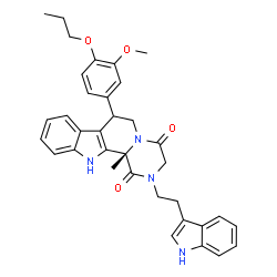 ChemSpider 2D Image | (12bS)-2-[2-(1H-Indol-3-yl)ethyl]-7-(3-methoxy-4-propoxyphenyl)-12b-methyl-2,3,6,7,12,12b-hexahydropyrazino[1',2':1,2]pyrido[3,4-b]indole-1,4-dione | C35H36N4O4