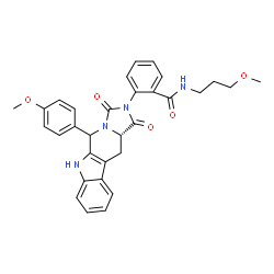 ChemSpider 2D Image | 2-[(11aS)-5-(4-Methoxyphenyl)-1,3-dioxo-5,6,11,11a-tetrahydro-1H-imidazo[1',5':1,6]pyrido[3,4-b]indol-2(3H)-yl]-N-(3-methoxypropyl)benzamide | C31H30N4O5