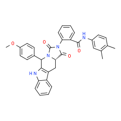 ChemSpider 2D Image | N-(3,4-Dimethylphenyl)-2-[(11aS)-5-(4-methoxyphenyl)-1,3-dioxo-5,6,11,11a-tetrahydro-1H-imidazo[1',5':1,6]pyrido[3,4-b]indol-2(3H)-yl]benzamide | C35H30N4O4