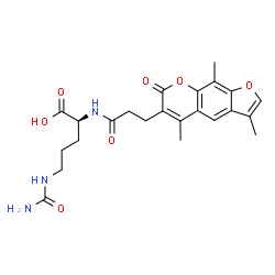 ChemSpider 2D Image | N~5~-Carbamoyl-N~2~-[3-(3,5,9-trimethyl-7-oxo-7H-furo[3,2-g]chromen-6-yl)propanoyl]-L-ornithine | C23H27N3O7