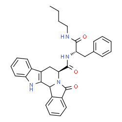 ChemSpider 2D Image | (7S)-N-[(2S)-1-(Butylamino)-1-oxo-3-phenyl-2-propanyl]-5-oxo-7,8,13,13b-tetrahydro-5H-benzo[1,2]indolizino[8,7-b]indole-7-carboxamide | C32H32N4O3