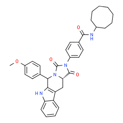 ChemSpider 2D Image | N-Cyclooctyl-4-[(11aS)-5-(4-methoxyphenyl)-1,3-dioxo-5,6,11,11a-tetrahydro-1H-imidazo[1',5':1,6]pyrido[3,4-b]indol-2(3H)-yl]benzamide | C35H36N4O4