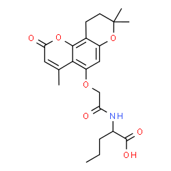 ChemSpider 2D Image | N-{[(4,8,8-Trimethyl-2-oxo-9,10-dihydro-2H,8H-pyrano[2,3-f]chromen-5-yl)oxy]acetyl}norvaline | C22H27NO7