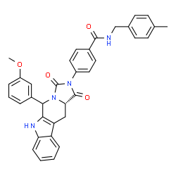 ChemSpider 2D Image | 4-[(11aS)-5-(3-Methoxyphenyl)-1,3-dioxo-5,6,11,11a-tetrahydro-1H-imidazo[1',5':1,6]pyrido[3,4-b]indol-2(3H)-yl]-N-(4-methylbenzyl)benzamide | C35H30N4O4