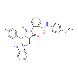 ChemSpider 2D Image | N-(4-Ethoxyphenyl)-2-[(11aS)-5-(4-methylphenyl)-1,3-dioxo-5,6,11,11a-tetrahydro-1H-imidazo[1',5':1,6]pyrido[3,4-b]indol-2(3H)-yl]benzamide | C35H30N4O4