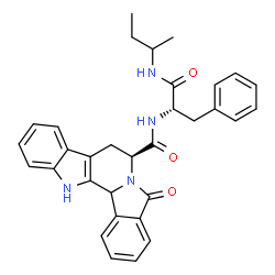 ChemSpider 2D Image | (7S)-N-[(2S)-1-(sec-Butylamino)-1-oxo-3-phenyl-2-propanyl]-5-oxo-7,8,13,13b-tetrahydro-5H-benzo[1,2]indolizino[8,7-b]indole-7-carboxamide | C32H32N4O3