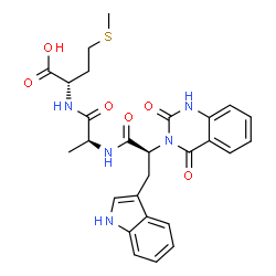 ChemSpider 2D Image | N-[(2S)-2-(2,4-Dioxo-1,4-dihydro-3(2H)-quinazolinyl)-3-(1H-indol-3-yl)propanoyl]-L-alanyl-L-methionine | C27H29N5O6S