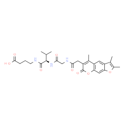 ChemSpider 2D Image | N-[(2,3,5-Trimethyl-7-oxo-7H-furo[3,2-g]chromen-6-yl)acetyl]glycyl-N-(3-carboxypropyl)-D-valinamide | C27H33N3O8