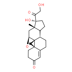 ChemSpider 2D Image | (9beta,11beta,14xi)-17,21-Dihydroxy-9,11-epoxypregn-4-ene-3,20-dione | C21H28O5