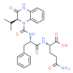 ChemSpider 2D Image | N-{[(2S)-2-Isopropyl-3-oxo-3,4-dihydro-1(2H)-quinoxalinyl]carbonyl}-L-phenylalanyl-L-glutamine | C26H31N5O6