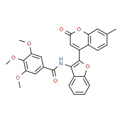 ChemSpider 2D Image | 3,4,5-Trimethoxy-N-[2-(7-methyl-2-oxo-2H-chromen-4-yl)-1-benzofuran-3-yl]benzamide | C28H23NO7