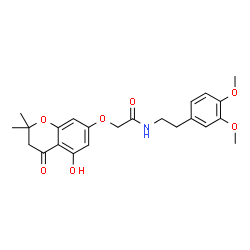 ChemSpider 2D Image | N-[2-(3,4-Dimethoxyphenyl)ethyl]-2-[(5-hydroxy-2,2-dimethyl-4-oxo-3,4-dihydro-2H-chromen-7-yl)oxy]acetamide | C23H27NO7