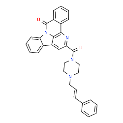ChemSpider 2D Image | 2-({4-[(2E)-3-Phenyl-2-propen-1-yl]-1-piperazinyl}carbonyl)-9H-benzo[c]indolo[3,2,1-ij][1,5]naphthyridin-9-one | C32H26N4O2