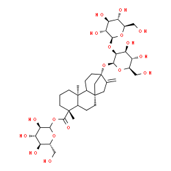 ChemSpider 2D Image | 1-O-[(5xi,8alpha,9xi,10alpha,13alpha)-13-{[2-O-(beta-D-Glucopyranosyl)-beta-D-mannopyranosyl]oxy}-18-oxokaur-16-en-18-yl]-D-glucopyranose | C38H60O18