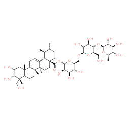 ChemSpider 2D Image | 6-Deoxy-beta-D-glucopyranosyl-(1->4)-beta-D-glucopyranosyl-(1->6)-1-O-[(2alpha,3alpha,5xi,9xi)-2,3,23-trihydroxy-28-oxours-12-en-28-yl]-alpha-L-mannopyranose | C48H78O19