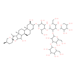 ChemSpider 2D Image | (2alpha,3beta,5alpha,9xi,14xi,20xi,25R)-2,15-Dihydroxyspirostan-3-yl hexopyranosyl-(1->3)hexopyranosyl-(1->2)-[pentopyranosyl-(1->3)]hexopyranosyl-(1->4)hexopyranoside | C56H92O29