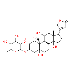ChemSpider 2D Image | (8xi,11alpha,14xi,17alpha)-3-[(6-Deoxyhexopyranosyl)oxy]-5,11,14-trihydroxy-19-oxocard-20(22)-enolide | C29H42O11