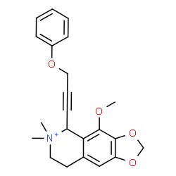ChemSpider 2D Image | 4-Methoxy-6,6-dimethyl-5-(3-phenoxy-1-propyn-1-yl)-5,6,7,8-tetrahydro[1,3]dioxolo[4,5-g]isoquinolin-6-ium | C22H24NO4