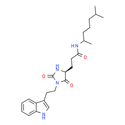 ChemSpider 2D Image | 3-{(4S)-1-[2-(1H-Indol-3-yl)ethyl]-2,5-dioxo-4-imidazolidinyl}-N-(6-methyl-2-heptanyl)propanamide | C24H34N4O3
