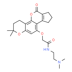 ChemSpider 2D Image | N-[2-(Dimethylamino)ethyl]-2-[(2,2-dimethyl-6-oxo-3,4,6,7,8,9-hexahydro-2H-cyclopenta[c]pyrano[2,3-h]chromen-10-yl)oxy]acetamide | C23H30N2O5