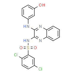 ChemSpider 2D Image | 2,5-Dichloro-N-{3-[(3-hydroxyphenyl)amino]-2-quinoxalinyl}benzenesulfonamide | C20H14Cl2N4O3S