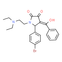 ChemSpider 2D Image | (4Z)-5-(4-Bromophenyl)-1-[2-(diethylamino)ethyl]-4-[hydroxy(phenyl)methylene]-2,3-pyrrolidinedione | C23H25BrN2O3