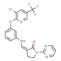 ChemSpider 2D Image | (3Z)-3-{[(3-{[3-Chloro-5-(trifluoromethyl)-2-pyridinyl]oxy}phenyl)amino]methylene}-1-(2-pyrimidinyl)-2-pyrrolidinone | C21H15ClF3N5O2