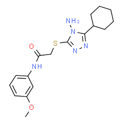 ChemSpider 2D Image | 2-[(4-Amino-5-cyclohexyl-4H-1,2,4-triazol-3-yl)sulfanyl]-N-(3-methoxyphenyl)acetamide | C17H23N5O2S