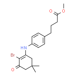ChemSpider 2D Image | Methyl 4-{4-[(2-bromo-5,5-dimethyl-3-oxo-1-cyclohexen-1-yl)amino]phenyl}butanoate | C19H24BrNO3