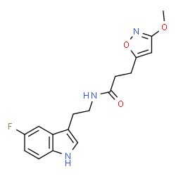 ChemSpider 2D Image | N-[2-(5-Fluoro-1H-indol-3-yl)ethyl]-3-(3-methoxy-1,2-oxazol-5-yl)propanamide | C17H18FN3O3