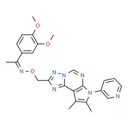 ChemSpider 2D Image | (1Z)-1-(3,4-Dimethoxyphenyl)-N-{[8,9-dimethyl-7-(3-pyridinyl)-7H-pyrrolo[3,2-e][1,2,4]triazolo[1,5-c]pyrimidin-2-yl]methoxy}ethanimine | C25H25N7O3