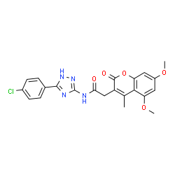 ChemSpider 2D Image | N-[5-(4-Chlorophenyl)-1H-1,2,4-triazol-3-yl]-2-(5,7-dimethoxy-4-methyl-2-oxo-2H-chromen-3-yl)acetamide | C22H19ClN4O5