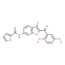 ChemSpider 2D Image | N-[2-(2,5-Dimethoxybenzoyl)-3-methyl-1-benzofuran-6-yl]-2-furamide | C23H19NO6