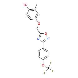 ChemSpider 2D Image | 5-[(4-Bromo-3-methylphenoxy)methyl]-3-[4-(trifluoromethoxy)phenyl]-1,2,4-oxadiazole | C17H12BrF3N2O3