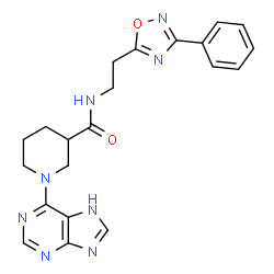 ChemSpider 2D Image | N-[2-(3-Phenyl-1,2,4-oxadiazol-5-yl)ethyl]-1-(7H-purin-6-yl)-3-piperidinecarboxamide | C21H22N8O2
