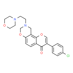 ChemSpider 2D Image | 3-(4-Chlorophenyl)-9-[2-(4-morpholinyl)ethyl]-9,10-dihydro-4H,8H-chromeno[8,7-e][1,3]oxazin-4-one | C23H23ClN2O4