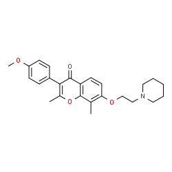ChemSpider 2D Image | 3-(4-Methoxyphenyl)-2,8-dimethyl-7-[2-(1-piperidinyl)ethoxy]-4H-chromen-4-one | C25H29NO4