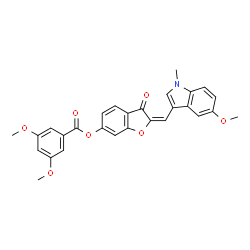 ChemSpider 2D Image | (2E)-2-[(5-Methoxy-1-methyl-1H-indol-3-yl)methylene]-3-oxo-2,3-dihydro-1-benzofuran-6-yl 3,5-dimethoxybenzoate | C28H23NO7