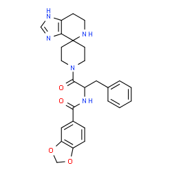 ChemSpider 2D Image | N-[1-Oxo-3-phenyl-1-(1,5,6,7-tetrahydro-1'H-spiro[imidazo[4,5-c]pyridine-4,4'-piperidin]-1'-yl)-2-propanyl]-1,3-benzodioxole-5-carboxamide | C27H29N5O4