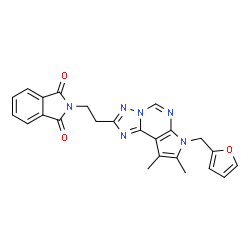 ChemSpider 2D Image | 2-{2-[7-(2-Furylmethyl)-8,9-dimethyl-7H-pyrrolo[3,2-e][1,2,4]triazolo[1,5-c]pyrimidin-2-yl]ethyl}-1H-isoindole-1,3(2H)-dione | C24H20N6O3