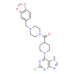 ChemSpider 2D Image | [4-(1,3-Benzodioxol-5-ylmethyl)-1-piperazinyl][1-(2-chloro-7H-purin-6-yl)-4-piperidinyl]methanone | C23H26ClN7O3