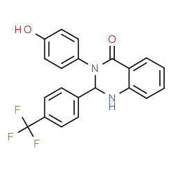 ChemSpider 2D Image | 3-(4-Hydroxyphenyl)-2-[4-(trifluoromethyl)phenyl]-2,3-dihydro-4(1H)-quinazolinone | C21H15F3N2O2