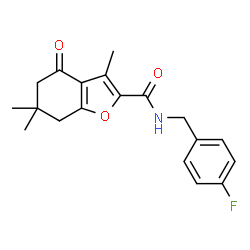 ChemSpider 2D Image | N-(4-Fluorobenzyl)-3,6,6-trimethyl-4-oxo-4,5,6,7-tetrahydro-1-benzofuran-2-carboxamide | C19H20FNO3