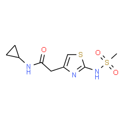 ChemSpider 2D Image | N-Cyclopropyl-2-{2-[(methylsulfonyl)amino]-1,3-thiazol-4-yl}acetamide | C9H13N3O3S2