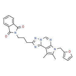 ChemSpider 2D Image | 2-{3-[7-(2-Furylmethyl)-8,9-dimethyl-7H-pyrrolo[3,2-e][1,2,4]triazolo[1,5-c]pyrimidin-2-yl]propyl}-1H-isoindole-1,3(2H)-dione | C25H22N6O3
