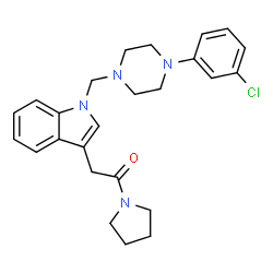 ChemSpider 2D Image | 2-(1-{[4-(3-Chlorophenyl)-1-piperazinyl]methyl}-1H-indol-3-yl)-1-(1-pyrrolidinyl)ethanone | C25H29ClN4O