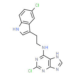 ChemSpider 2D Image | 2-Chloro-N-[2-(5-chloro-1H-indol-3-yl)ethyl]-7H-purin-6-amine | C15H12Cl2N6