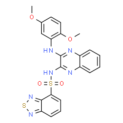 ChemSpider 2D Image | N-{3-[(2,5-Dimethoxyphenyl)amino]-2-quinoxalinyl}-2,1,3-benzothiadiazole-4-sulfonamide | C22H18N6O4S2