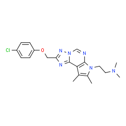 ChemSpider 2D Image | 2-{2-[(4-Chlorophenoxy)methyl]-8,9-dimethyl-7H-pyrrolo[3,2-e][1,2,4]triazolo[1,5-c]pyrimidin-7-yl}-N,N-dimethylethanamine | C20H23ClN6O